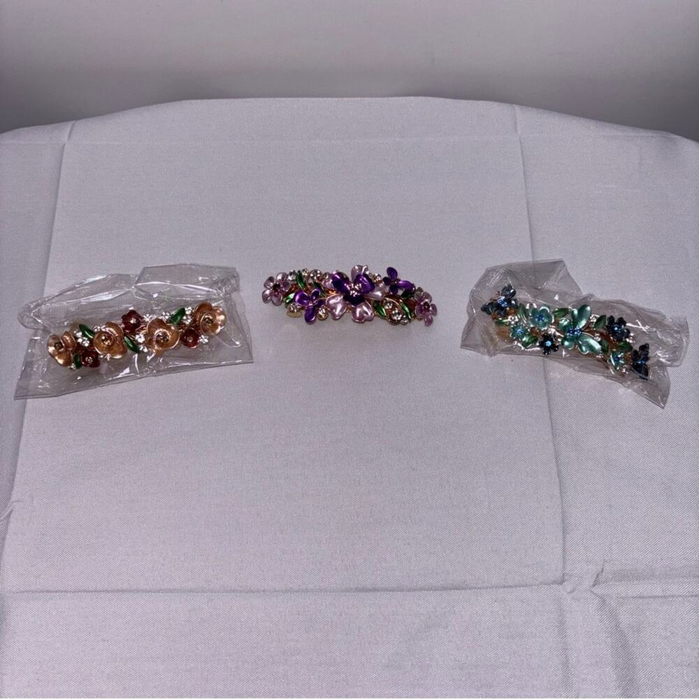 Floral Hair Barrettes Includes Three